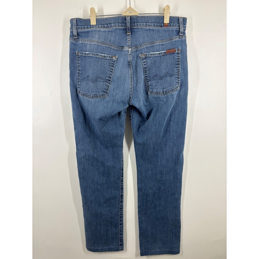7 For All Mankind Mens Straight Leg Jeans Medium Wash Denim Size 33 - Picture 2 of 3